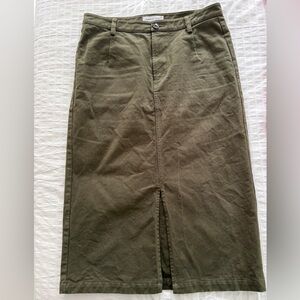 Amour Vert Calla Midi skirt organic cotton  olive Green Med 6 office fall